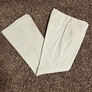 Off-white w/ blue pinstripes, Express Editor pants. Boot cut, size 4.